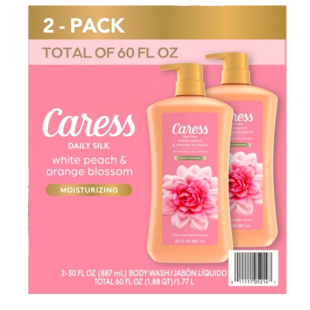 Caress Daily Silk Hydrating Bosy Wash White Peach & Orange Blossom 30 oz 2 pk